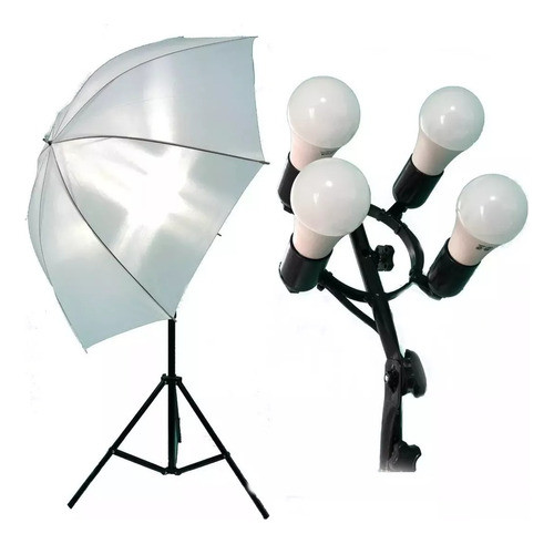 Kit Luz Continua Pie 1.9m+ Rotula 4 Lamparas Paraguas 1