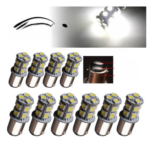 10 X Bombillas De Interior Led Ba15d Blanco Smd 13 Marina Ba 0