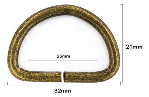 Meia Argola De Metal - 20 Unidades - Ouro Velho - [ 25mm ] 1