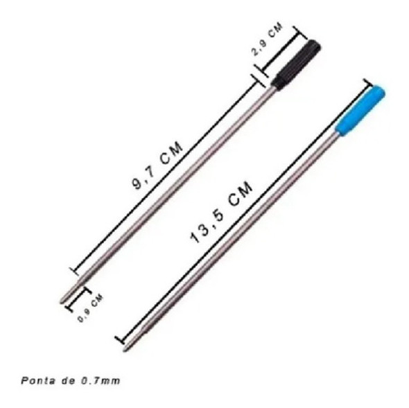 10 Carga Caneta Crown Ou Cross Esfero Azul Média  Ca12009a 1