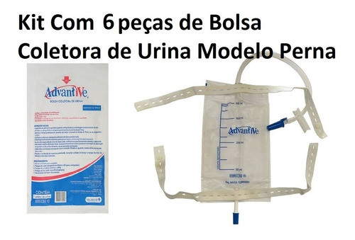 Coletor De Urina Para Perna Móvel Estéril 750ml - Kit Com 6 0