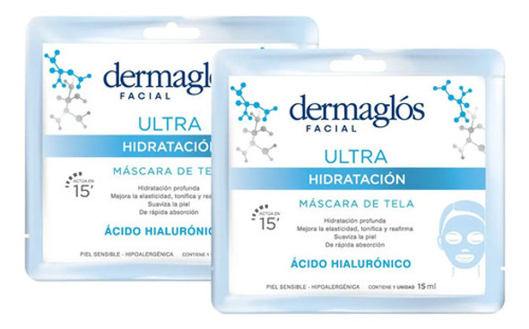 Pack 2 Dermaglós Ultra Hidratación Máscara De Tela Facial 0