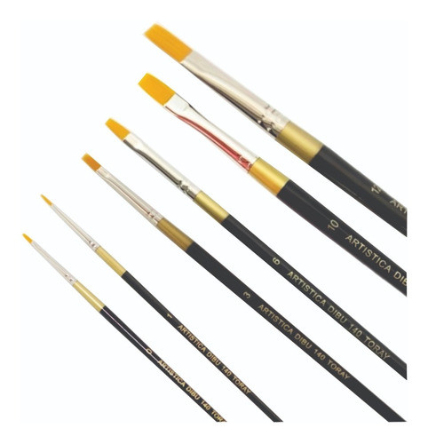 Kit 6 Pinceles Maquillaje Body Chato Pelo Sintetico S140 0