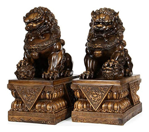 Wenmily Par De Estatuas De León Guardián Para Perros De Fu T 0