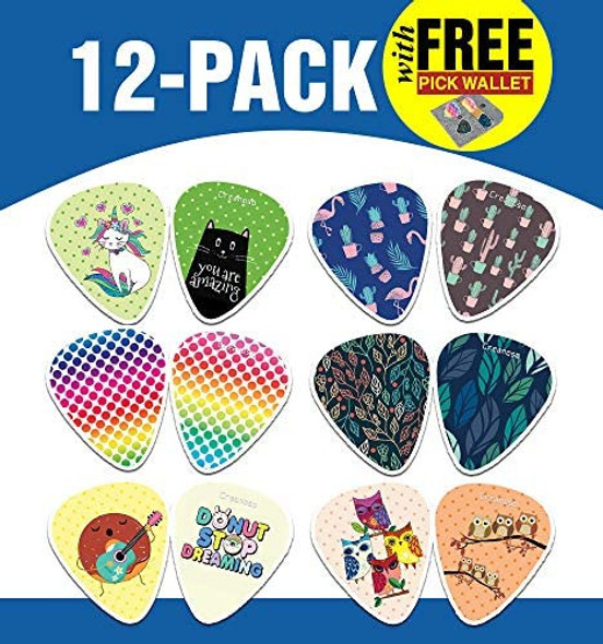 Púas De Guitarra Creanoso Fancy Plectrums (paquete De 12) Y 1