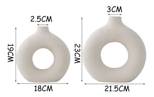 Florero Delicado Moderno Circular Ceramica Arenada Mediano 1