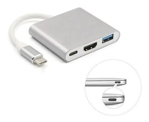 Adaptador Tipo C Para Hdmi 4k Usb 3.0 Hub Macbook Air Pro Nf 0