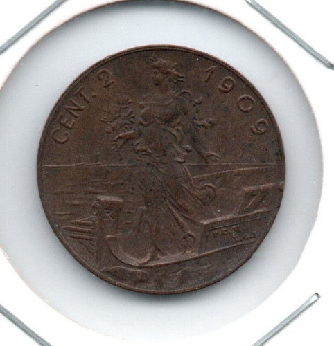 Italia Reino Moneda 2 Centesimi 1909 Vittorio Em. Iii Km#41 0