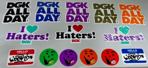 4 Adesivos Skate Dgk All Day I Love Haters Hello Dirty Gheto 0