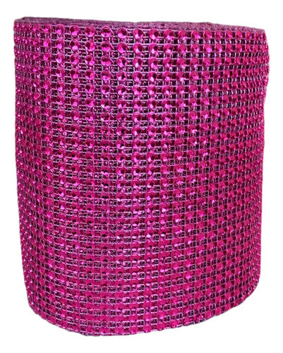 Falso Strass. 12cm De Ancho- Por Rollo.9,14mts Aprox. Fucsia 1