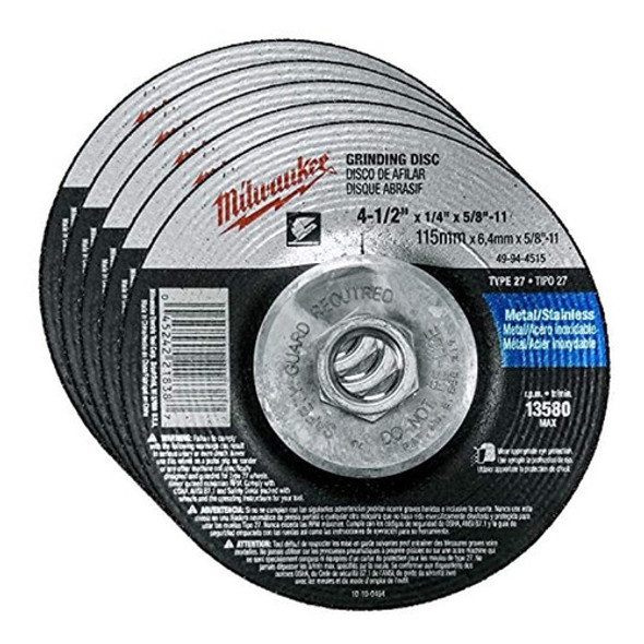 Milwaukee - Hundido De Molienda Rueda - 4 1 2 X 1/4 X 7/8 Pu 0