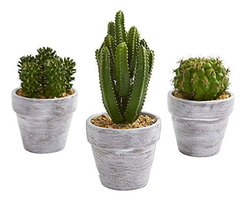 Casi Natural De 8 PuLG. Cactus Artificial (juego De 3) Plant 0