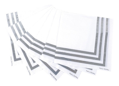 Servilleta Blanco Borde Plateado 17x17cm X12u P 1