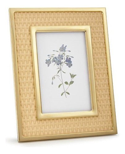 Porta Retrato Decorativo Dourado Fibra Natural 10x15cm Mart 0