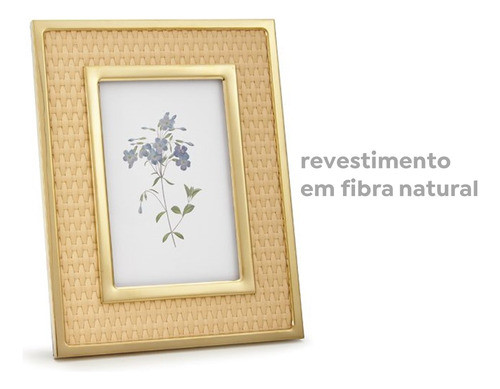 Porta Retrato Decorativo Dourado Fibra Natural 10x15cm Mart 1