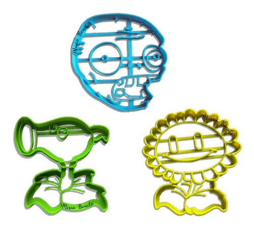 3 Plantas Vs Zombies - Moldes Cortantes Para Masa 0
