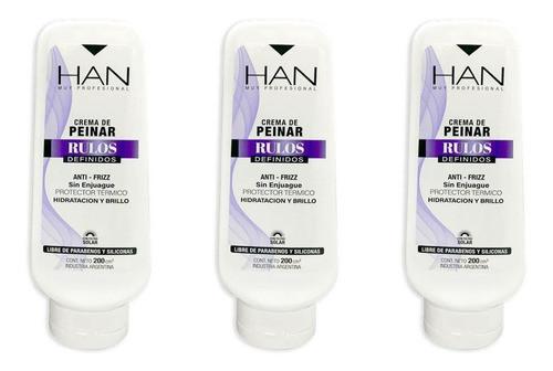 Kit Han Crema Peinar Rulos Definido Antifrizz 200ml X 3 U 0