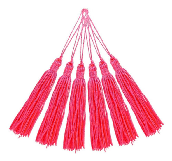 Pingente De Seda Tassel Franja Rosa Neon - C/ 20 Unds- Brx 0