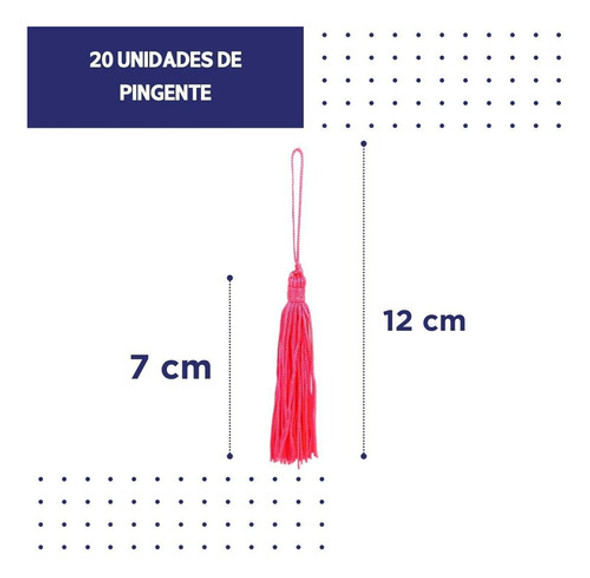 Pingente De Seda Tassel Franja Rosa Neon - C/ 20 Unds- Brx 1