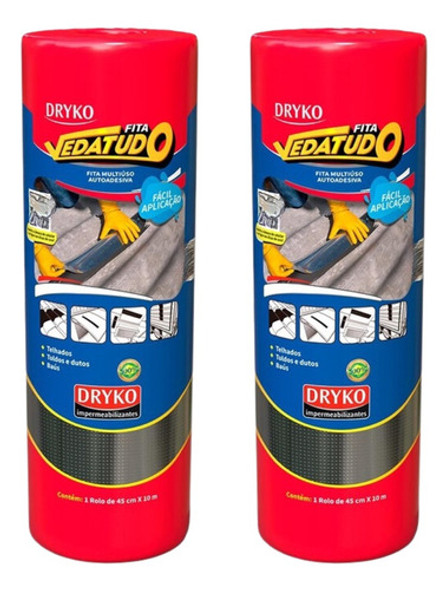 Kit 2 Fita Autoadesiva Asfáltica Alumínio 45cm Dryko C/nfe 0