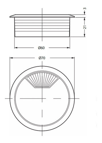 Pasacable Para Escritorio 60mm 10 Unidad Tapa Movil Redondo 1
