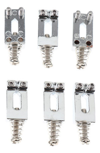 6 X Planas Retangulares Cromadas Para Guitarra Elétrica 0