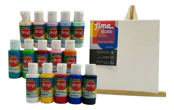 Kit Artistico Atril Bastidor 15 Acrilicos 0