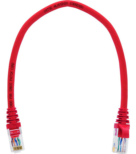 Kit 10 Un. Patch Cord Cat5e Utp Rj45 Vermelho 25cm + Brinde 0