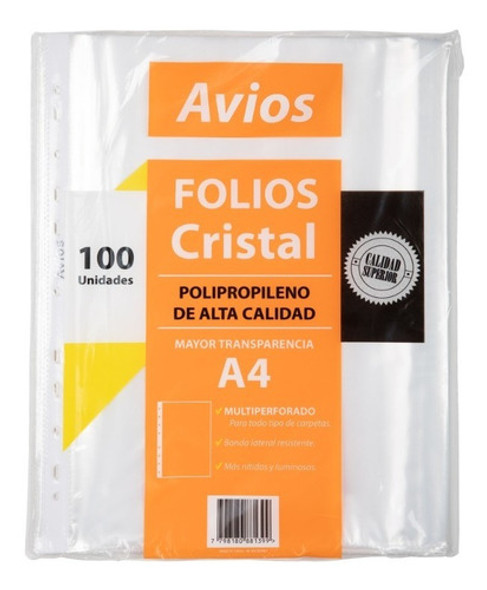 Folios Avios A4 5 Paquetes De 100 U. C/ Borde Blanco 40 Mic. 0 Folios Avios A4 5 Paquetes De 100 U. C/ Borde Blanco 40 Mic. 0