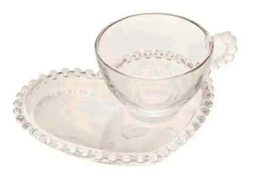 Xícara P/chá C/pires De Cristal Coração Lyor 170ml 0