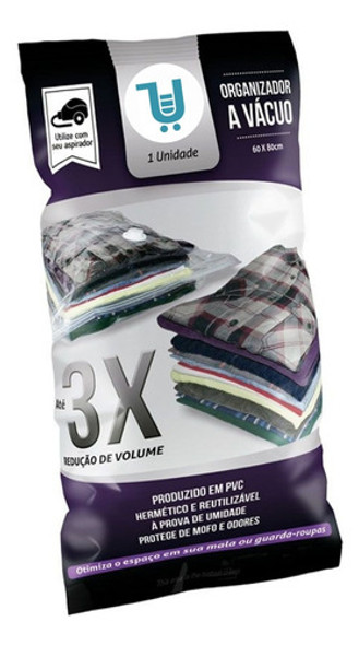 Kit 2 Organizador Saco Vácuo 60x80cm Guarda Roupa Cama Mala 1