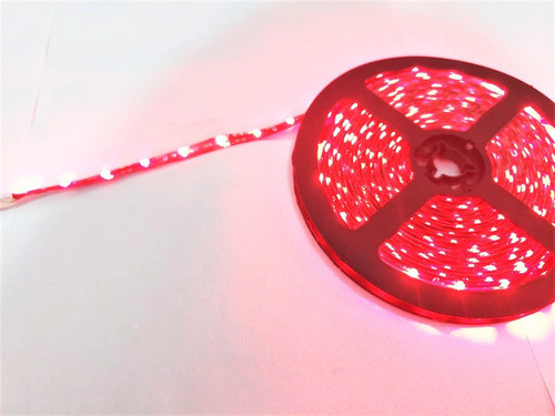 Rollo Cinta Tira Led Adhesiva Auto 5mts Rojo Vs Colores 12v 0