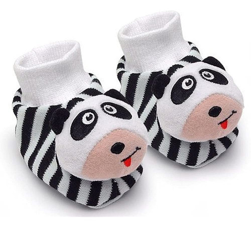 Blanco Y Negro Par De Zapatitos De Bebe Panda Sonajeros 0