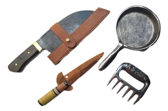 Kit Parrillero Tabla Madera Asado Souvenir Logo Laser Hacha 1