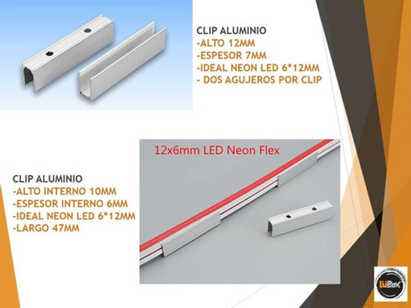 Soporte Clip Grampas Aluminio Manguera Neón Flex Led X 50uni 1