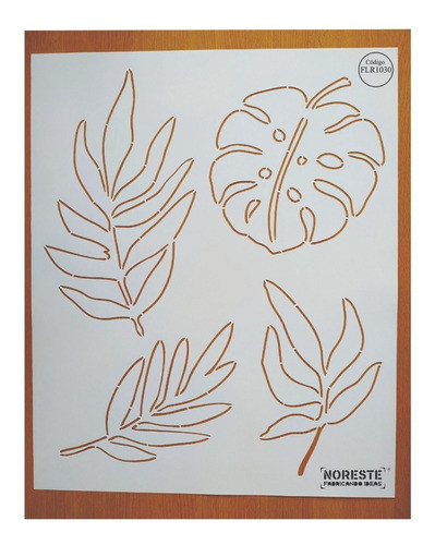 Stencil Mix Hojas Tropical Linea Contorno 50x60 Flr1030 0