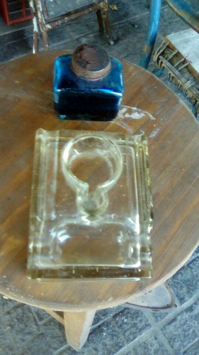Tintero Vintage De Cristal Arte Deco 0