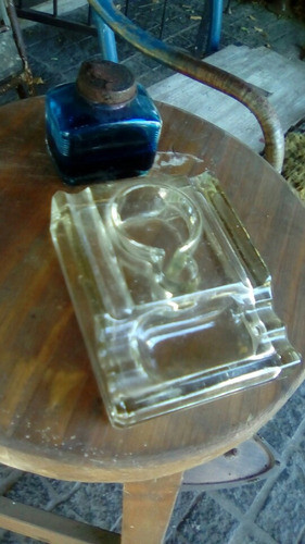 Tintero Vintage De Cristal Arte Deco 1
