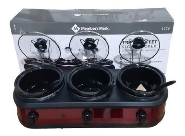 Réchaud Elétrico Triplo Buffet Cooker 3 Em 1 Vermelho - 110v 0