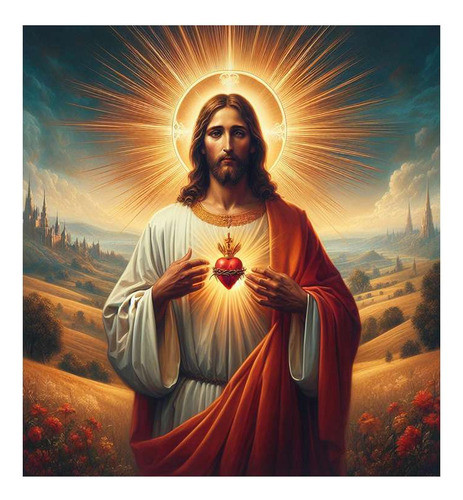 Cuadro 45x45cm Sagrado Corazon De Jesus Dios Jesus M3 0