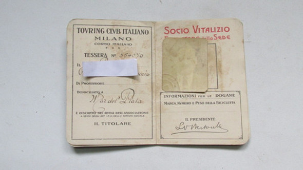 Antiguo Carnet Touring Club Italiano Fundador, Mar Del Plata 1