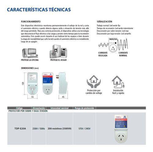 Protector De Tension Alta Y Baja 20a Tbcin 1