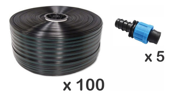 Cinta De Goteo X 100mts Con Conectores 1