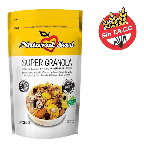 Granola S/ Tacc S/ Azúcar Vegana Natural Seed 250g X 3uni 1
