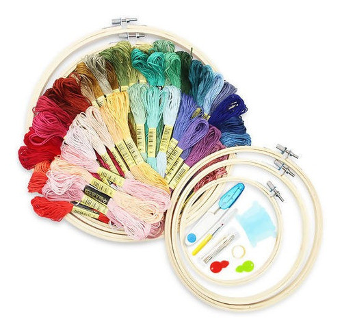 Kit Ponto Russo Bordado + 5 Bastidores + Linhas 50 Cores 1