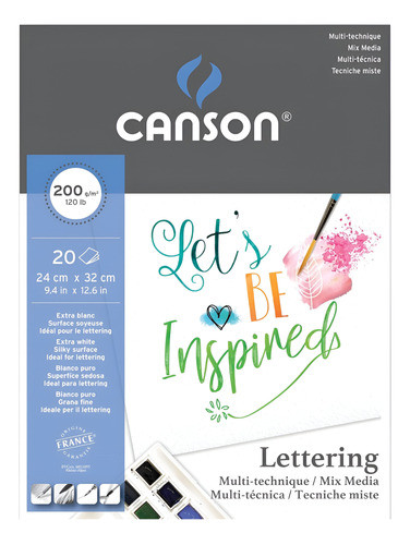Bloco De Papel Lettering Canson Mix Media A4 20 Folhas 0