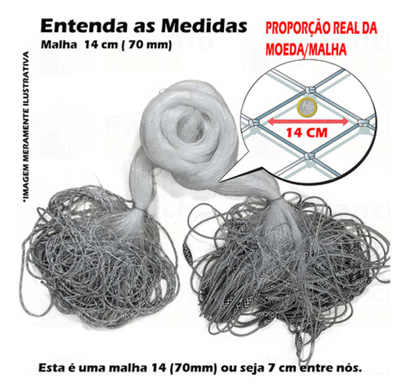Rede Fio 40 Redinha Pesca Pronta 30m Malha 14cm 70mm 2,8m 1