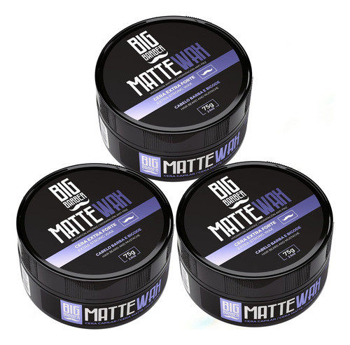 Cera Modeladora Matte Wax Big Barber 75g Seca Caixa 3 Unida 0