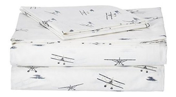 Eddie Bauer Sabanas De Algodon Mar Aviones Gemelo 0