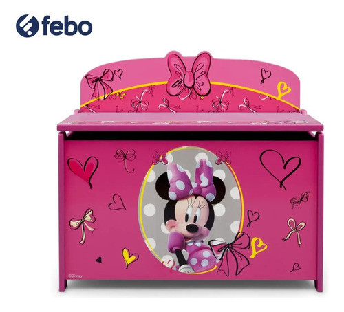Caja Para Juguetes Infantil Minnie Mouse Disney Rosa Febo 1